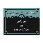 Clockwork Silhouette, wedding invitation postcard
