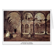 Cloister In Venice, By Guardi Francesco Greeting Cards
