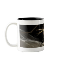 Close up 3d mosquito biting coffee mug