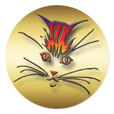 CLOSE-UP KITTY CAT FACE STICKERS by dgpaulart