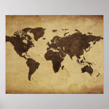 Close up of antique world map 3 poster