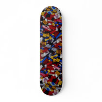Close-up of children's building blocks skate board deck