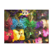 Close-up of colourful miniature masks in a New Postcard