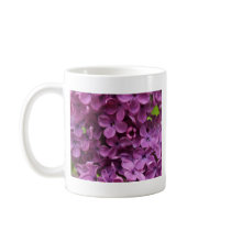 close up of dark purple lilac coffee mug