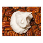 close up of pecan pie with whipped cream post cards