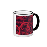 Close up of red rose flowers. coffee mugs