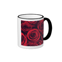 Close up of red rose flowers. coffee mugs
