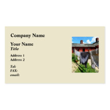Clothes Hanging on Line Closeup Business Card Template