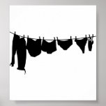 Clothes line silhouette posters