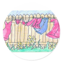 Clothesline Round Stickers