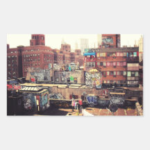 Clotheslines and Graffiti Rectangle Stickers