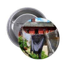 Clothing Hanging on Line Closeup Button