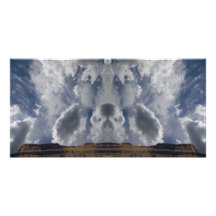 Cloud formations over desert picture card