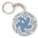 Cloud silver lining white dove keychain