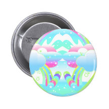 clouds and rainbow sky II Pinback Buttons