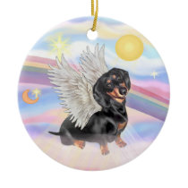 Clouds - Dachshund Angel (black/tan) Christmas Ornament