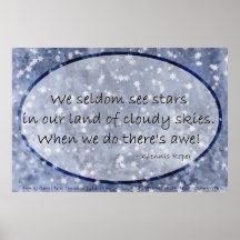 Cloudy blue Sky Star haiku, oval Print