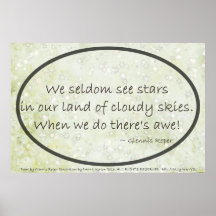Cloudy Sky Star haiku, oval Posters