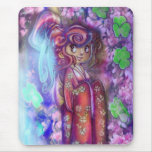 Clovers and Cherry Blossoms Geisha mousepads
