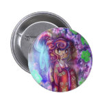 Clovers and Cherry Blossoms Geisha Pinback Button