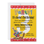 Clown Around 3rd Birthday Party Invitations