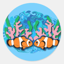 Clown Fish Round Sticker
