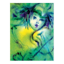 CLOWN IN GREEN POST CARDS