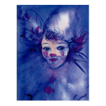 CLOWN IN PURPLE POSTCARDS