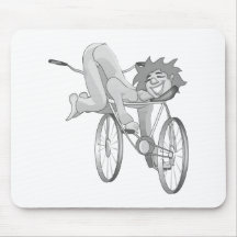 Clown riding bike backwards mousepads
