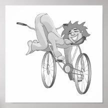 Clown riding bike backwards print