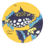 Clown Trigger Cartoon Fish Personalized Labels Round Sticker