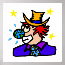 Clown with earth nose print