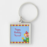 Clown with Stars Happy Birthday Keychain