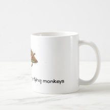 clowning flying monkey, coffee mugs
