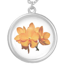 Cluster of orange Orchids Necklaces