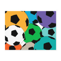 cluster of soccer balls post cards