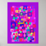 Clustered Squares Purple Posters