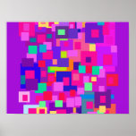 Clustered Squares Purple Posters