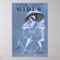 Clyde Fitch's Greatest Comedy, "Girls" Theatre Print