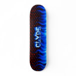 Clyde skateboard blue fire and flames design