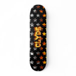 Clyde skateboard fire and flames design.