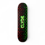 Clyde skateboard green fire and flames design