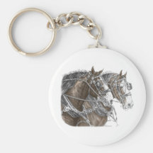 Clydesdale Draught   Horse Team Key Chain