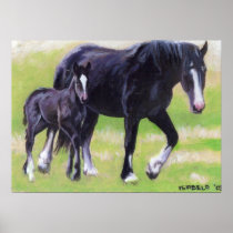 Clydesdale Mare and Foal Horse Portrait