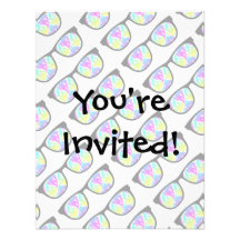 CMYK Hipster Flames Sunglasses Trendy Vector Custom Invitations