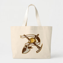coal miner hardhat spade shovel pickax tote bags