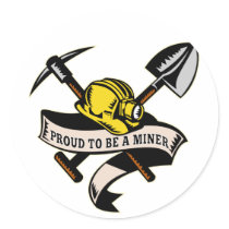 coal miner hat shovel spade pickax scroll sticker
