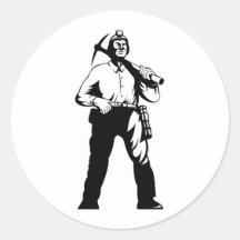 coal miner pick axe retro round stickers