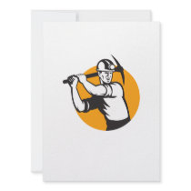 Coal Miner Working Pick Axe Retro