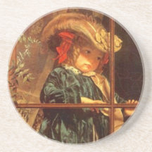 Coaster Victorian Girl Wistfully Stares Out window